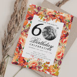 Fall Autumn Floral Garden Photo 60th Birthday   Invitation<br><div class="desc">An elegant "60th Birthday" party invitation design with personalised photo,  modern typography and a floral garden motif.</div>