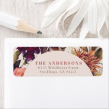 Fall/Autumn Floral Leaf Wreath Pink Return Address