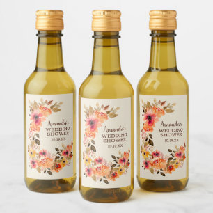 Fall Autumn Floral Swag Mini Wine Label