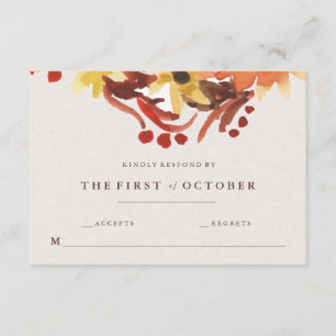Fall /Autumn Flowers Wedding RSVP Card