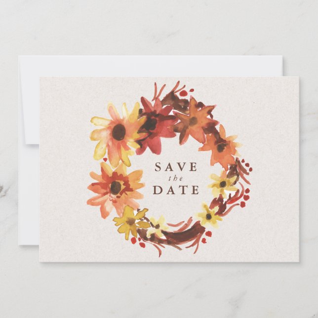 Fall /Autumn Flowers Wedding Save the Date (Front)