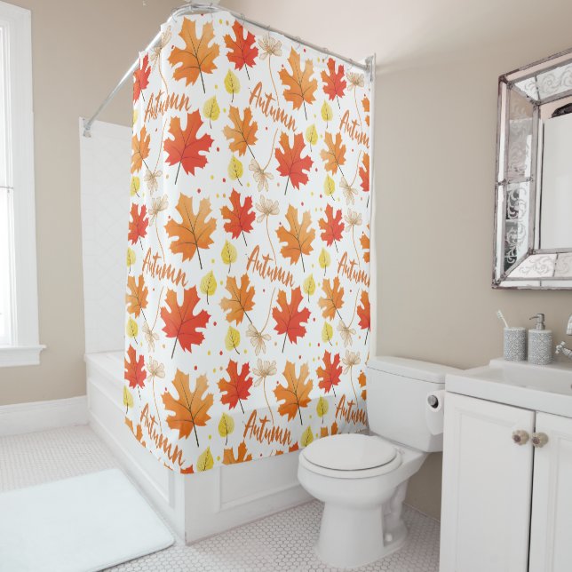 Fall Autumn Foliage Fall Leaves Shower Curtain (In Situ)