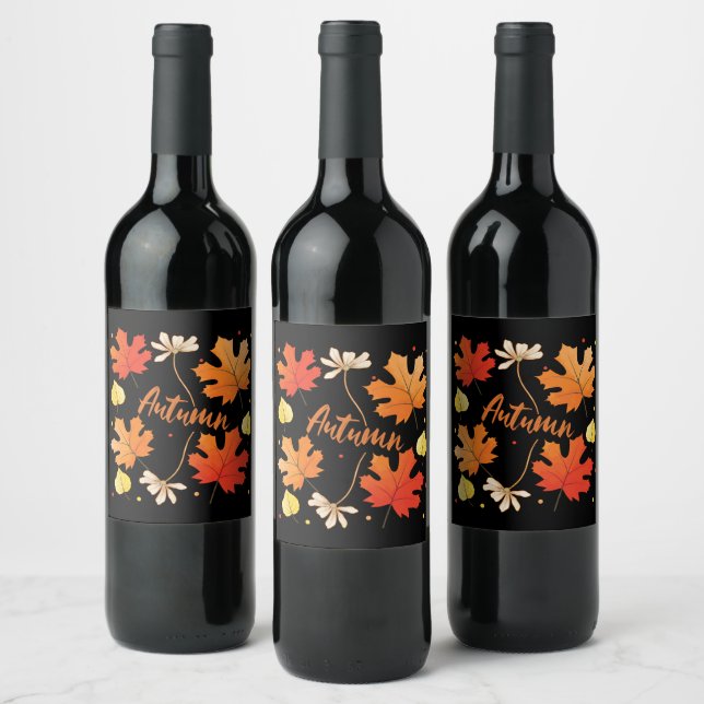 Fall Autumn Foliage Fall Leaves Wine Label (Bottles)