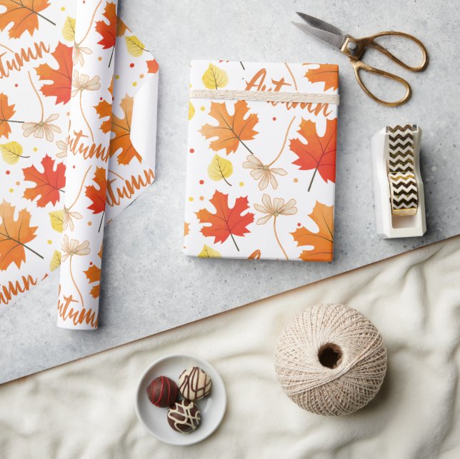 Fall Autumn Foliage Fall Leaves Wrapping Paper (Crafts)