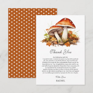 Fall Autumn Forest Mushroom Bridal Shower Thank You Card