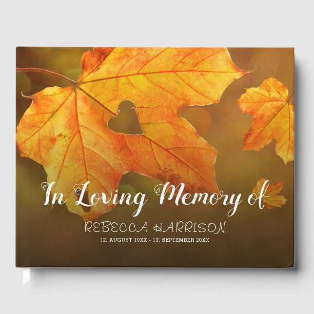 Fall | Autumn Funeral In Loving Memory Guest Book (Front)