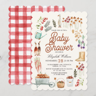 Fall Autumn Garden Elements Baby Shower Invitation