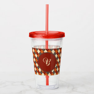 Fall/Autumn Gingham pattern Acrylic Tumbler