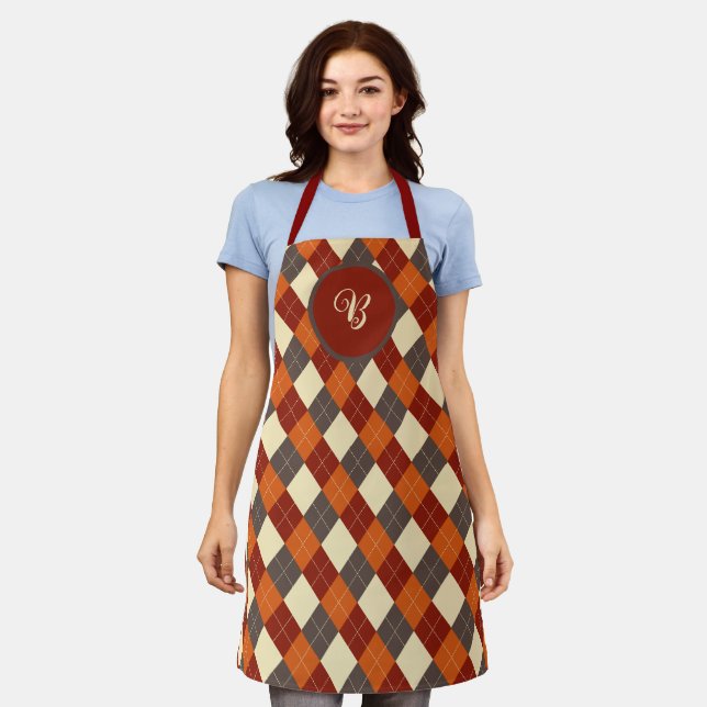 Fall/Autumn Gingham pattern  Apron (Worn)