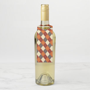 Fall/Autumn Gingham pattern Bottle Tag