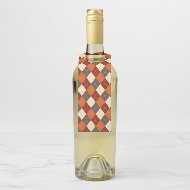 Fall/Autumn Gingham pattern  Bottle Tag (On Bottle)