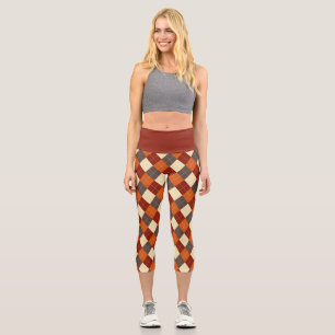 Fall/Autumn Gingham pattern  Capri Leggings