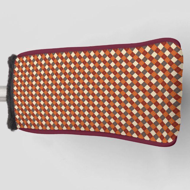 Fall/Autumn Gingham pattern  Golf Head Cover (Front)