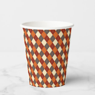 Fall/Autumn Gingham pattern  Paper Cups