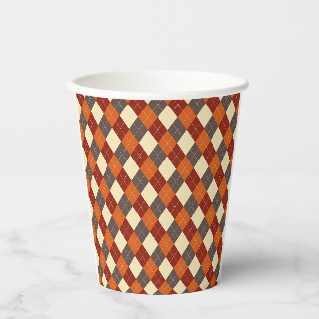 Fall/Autumn Gingham pattern  Paper Cups (Front)