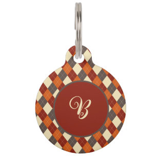 Fall/Autumn Gingham pattern  Pet Tag