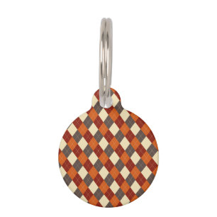 Fall/Autumn Gingham pattern Pet Tag