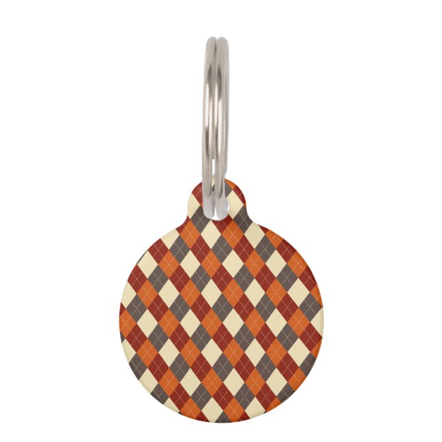Fall/Autumn Gingham pattern  Pet Tag (Front)