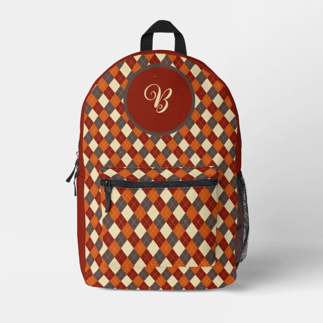 Fall/Autumn Gingham pattern  Printed Backpack (Front)