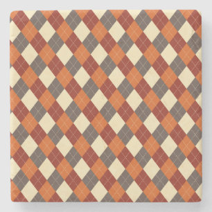 Fall/Autumn Gingham pattern Stone Coaster