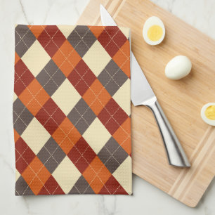 Fall/Autumn Gingham pattern Tea Towel