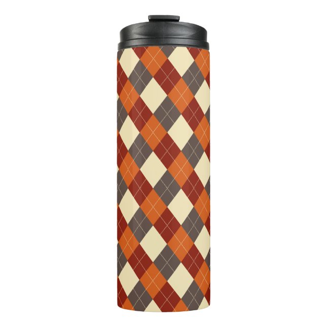 Fall/Autumn Gingham pattern  Thermal Tumbler (Front)
