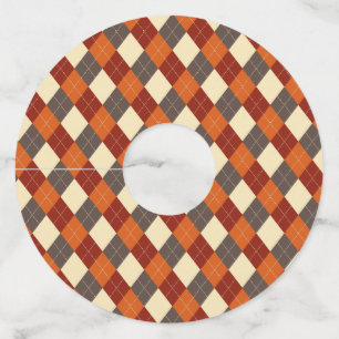Fall/Autumn Gingham pattern  Wine Glass Tag