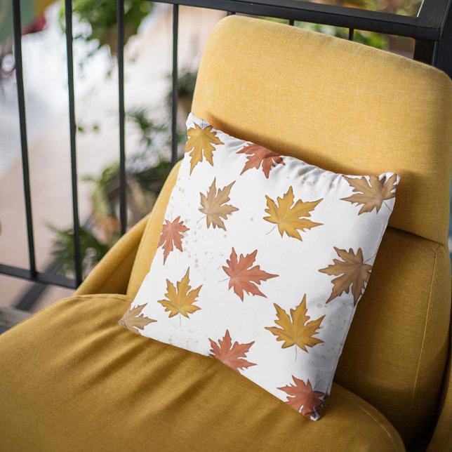 Fall Autumn Greenery Leaves Farmhouse Cushion (Simple fall and Autumn colorful throw pillow. )