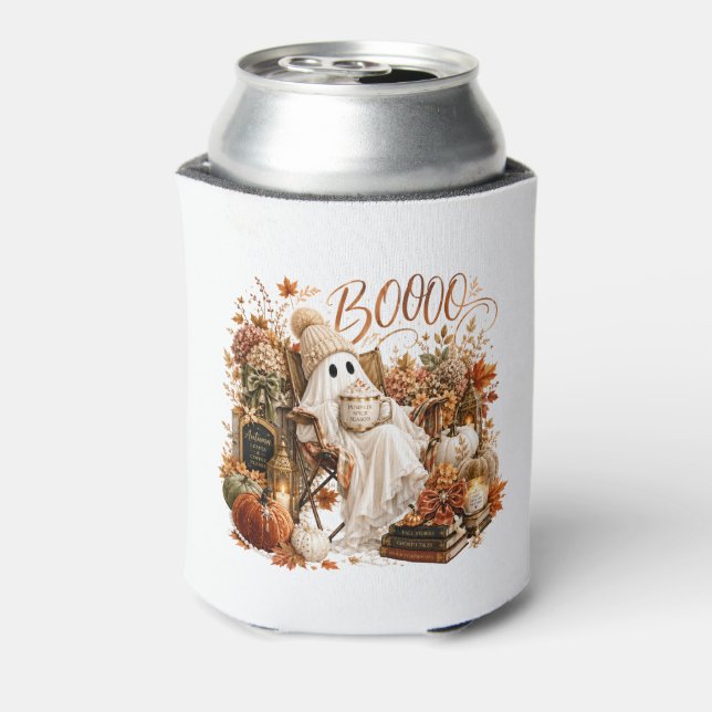 Fall Autumn Halloween Ghost Cute Boo Can Cooler (Can Back)