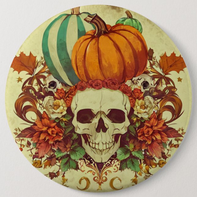Fall/Autumn/Halloween/pumpkin/skeleton  6 Cm Round Badge (Front)