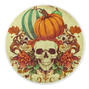 Fall/Autumn/Halloween/pumpkin/skeleton Ceramic Knob