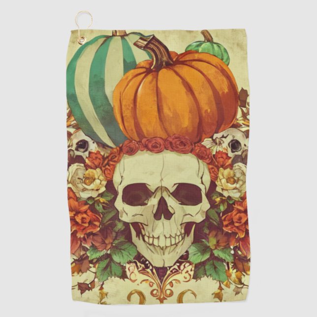 Fall/Autumn/Halloween/pumpkin/skeleton  Golf Towel (Front)