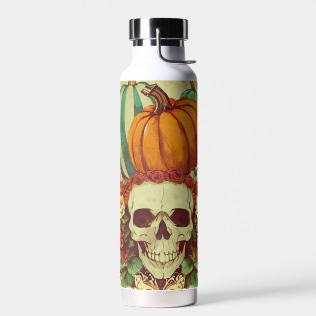 Fall/Autumn/Halloween/pumpkin/skeleton  Water Bottle (Left)
