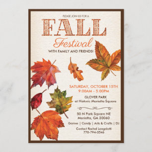 Fall Autumn Harvest Festival Leaves Invitation