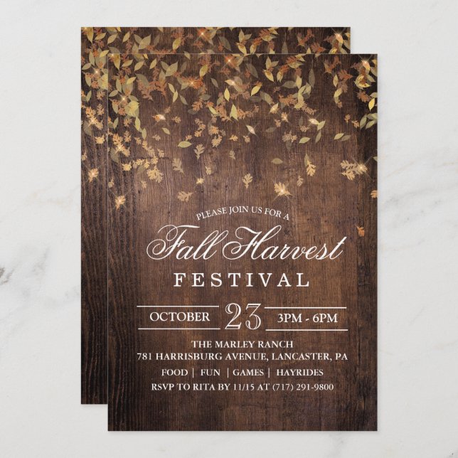 Fall Autumn Harvest Festival Party Invitation (Front/Back)