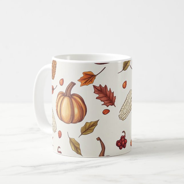 Fall Autumn Harvest Thanksgiving Coffee Mug (Front Left)