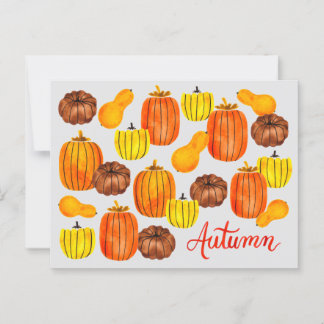 Fall Autumn Harvest Watercolor Pumpkins Postcard
