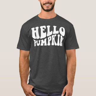 Fall Autumn Hello Pumpkin Retro WavyThanksgiving D T-Shirt