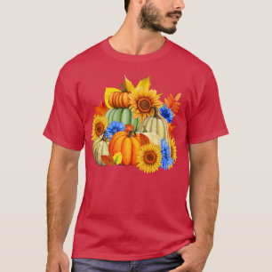 Fall Autumn Holiday Thanksgiving Pumpkin Sunflower T-Shirt