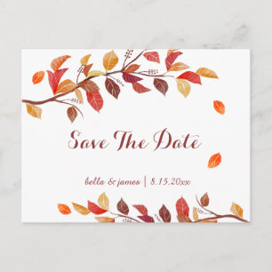 Fall Autumn Leafs Wedding Save The Date Cards