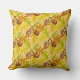 Fall Autumn Leaves Acorn Throw Pillow