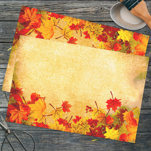 Fall Autumn Leaves Border on Parchment Tissue Paper