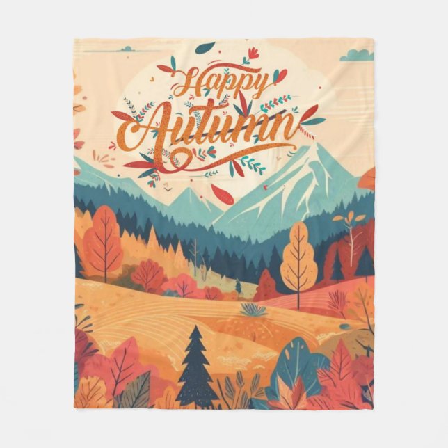 Fall/Autumn/leaves/colourful Fleece Blanket (Front)