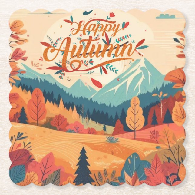 Fall/Autumn/leaves/colourful Paper Coaster (Front)
