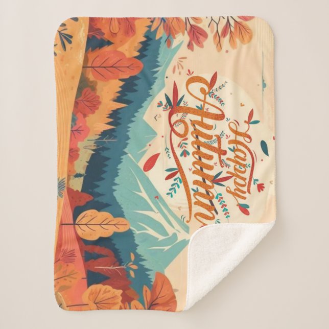 Fall/Autumn/leaves/colourful Sherpa Blanket (Front)
