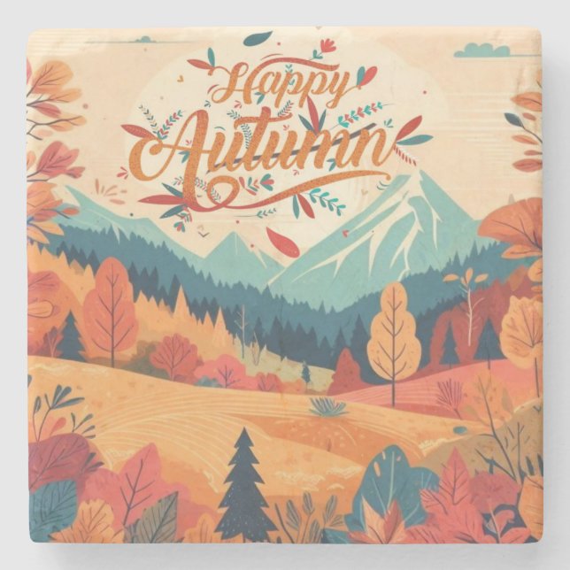 Fall/Autumn/leaves/colourful Stone Coaster (Front)