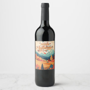 Fall/Autumn/leaves/colourful Wine Label