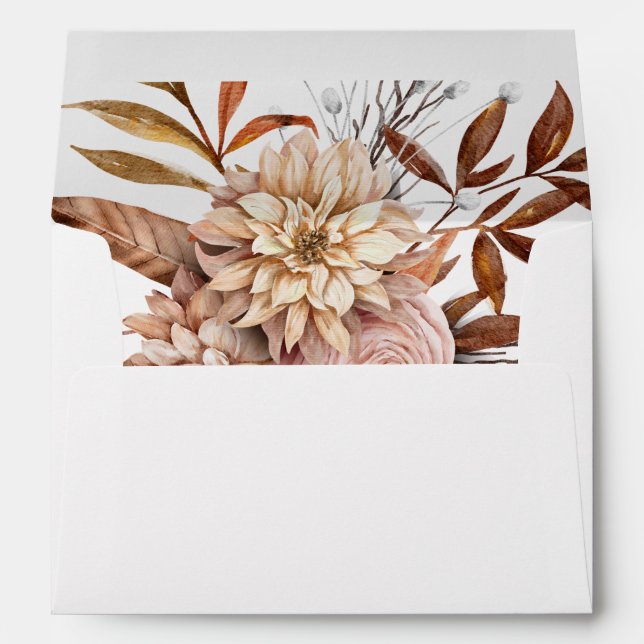 Fall Autumn Leaves Floral Formal Elegant Wedding  Envelope (Back (Bottom))