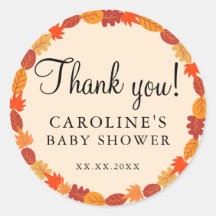 Fall Autumn Leaves Halloween Baby Shower Thank You