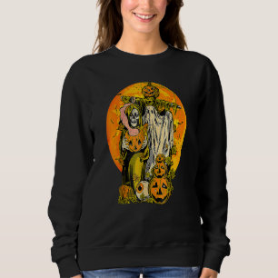 Fall Autumn Leaves Halloween Ghost Pumpkin Scarecr Sweatshirt